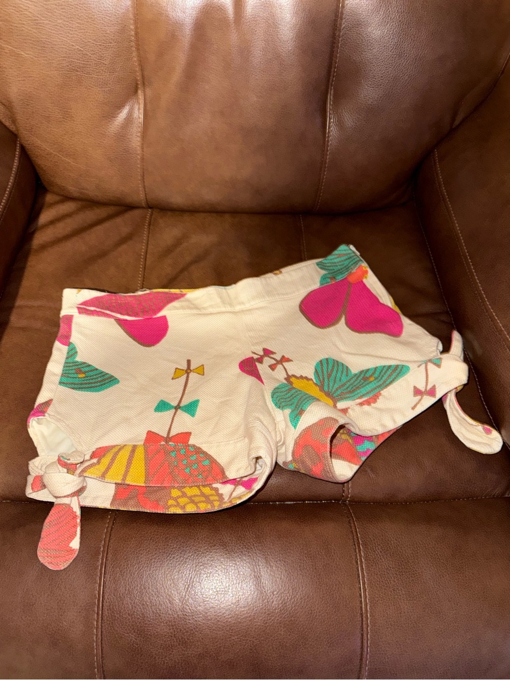 Judith March Floral Butterfly Print Shorts - Cream with Pink & Teal | Medium